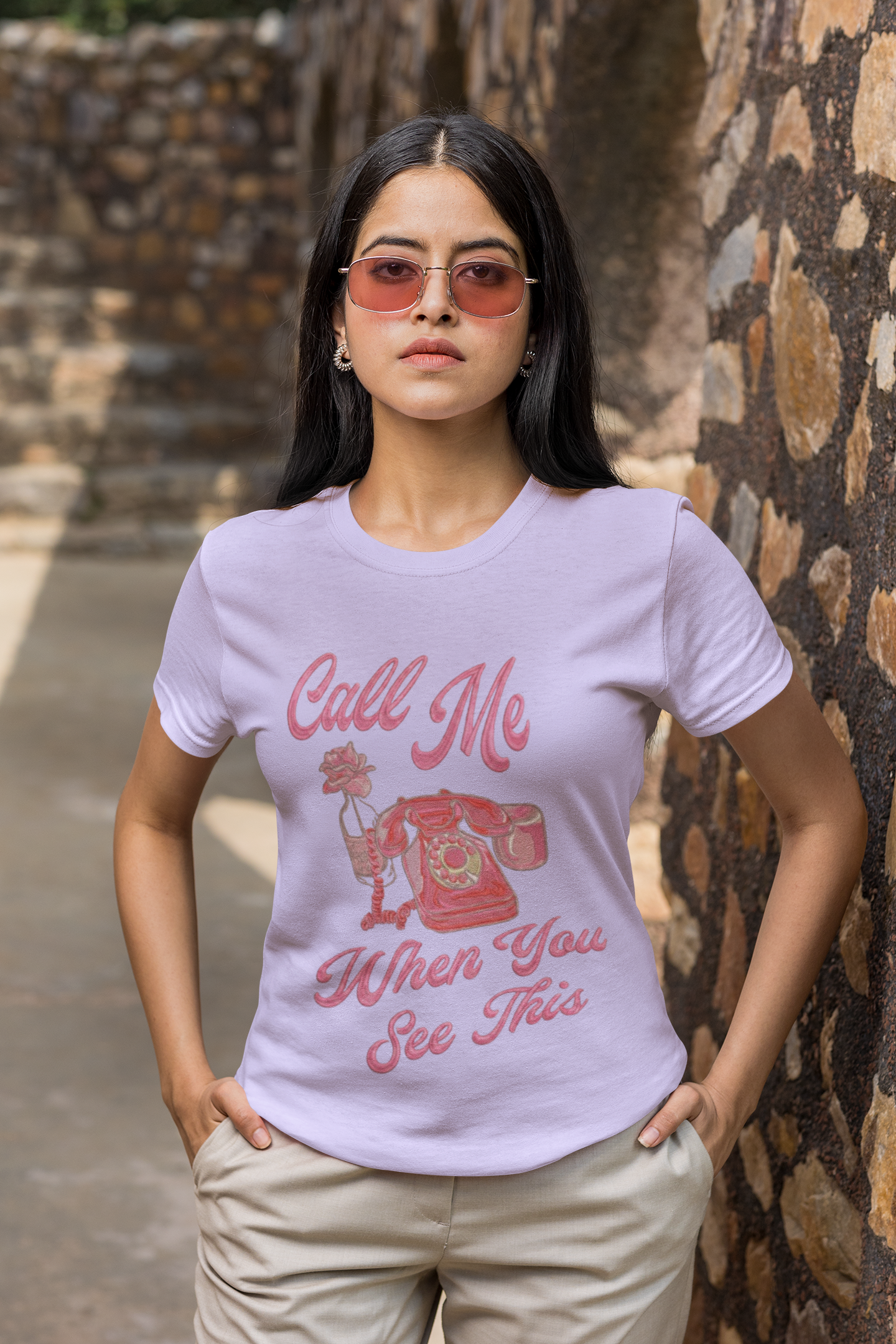 Call Me When You See This Lavender Graphic T-Shirt